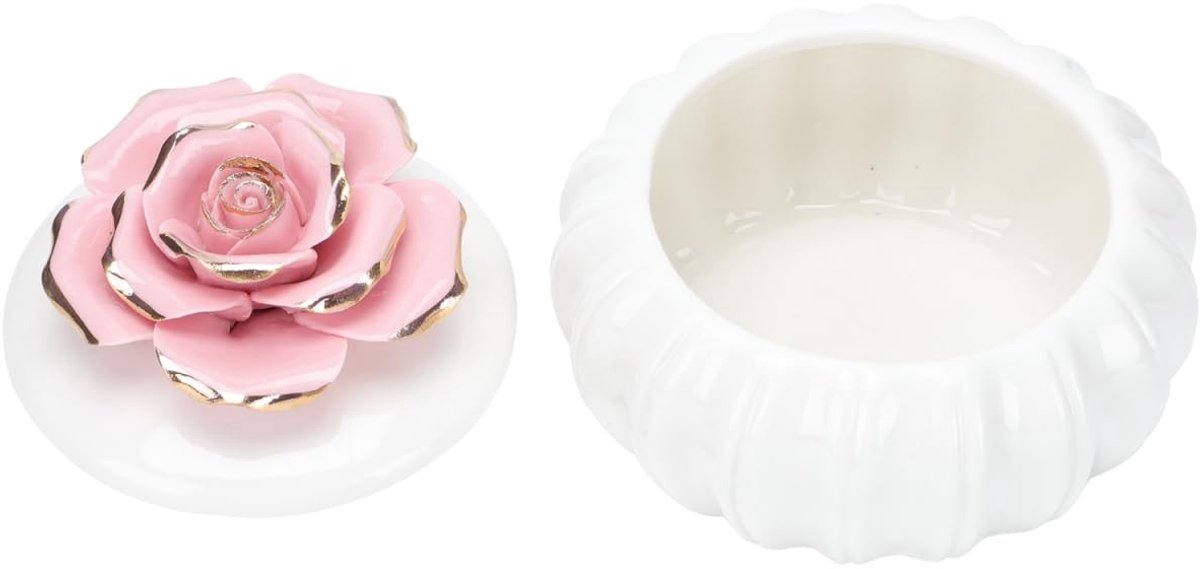 Thelauzy - Opbergdoos - Handgemaakt - Roze - Decoratieve opslag - Voor snoep en sieraden - 9.5 x 9.5 x 8.5 cm