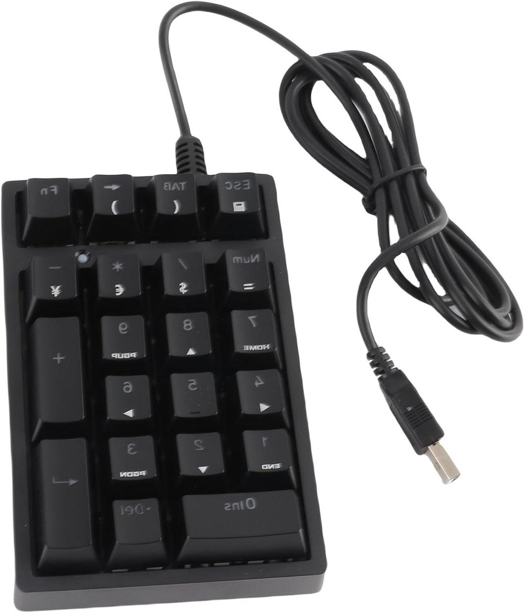 Numeric Keyboard, Wired 21 Keys Blue Switch Mechanical Keyboard Color LED USB Portable K21 Ergonomic Numpad for Laptop PC Computer