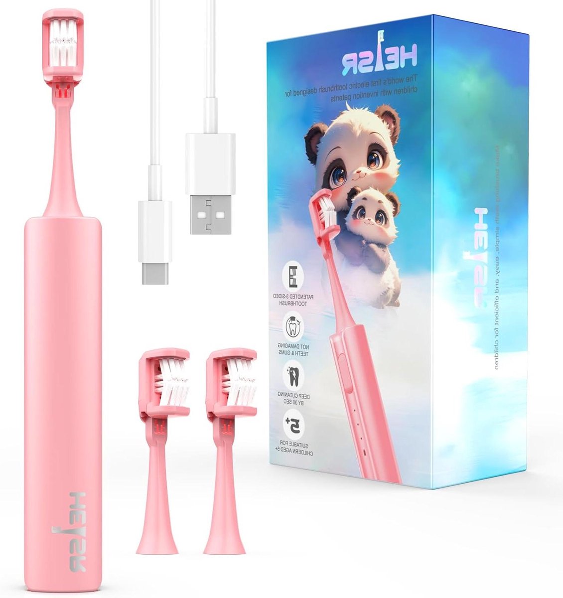 3-zijdige Wraparound SonicToothbrush disigned for Children's Dental Replacement Periode, met meer dan 30 wereldwijde patenten, voltooien diepe reiniging in 30 seconden