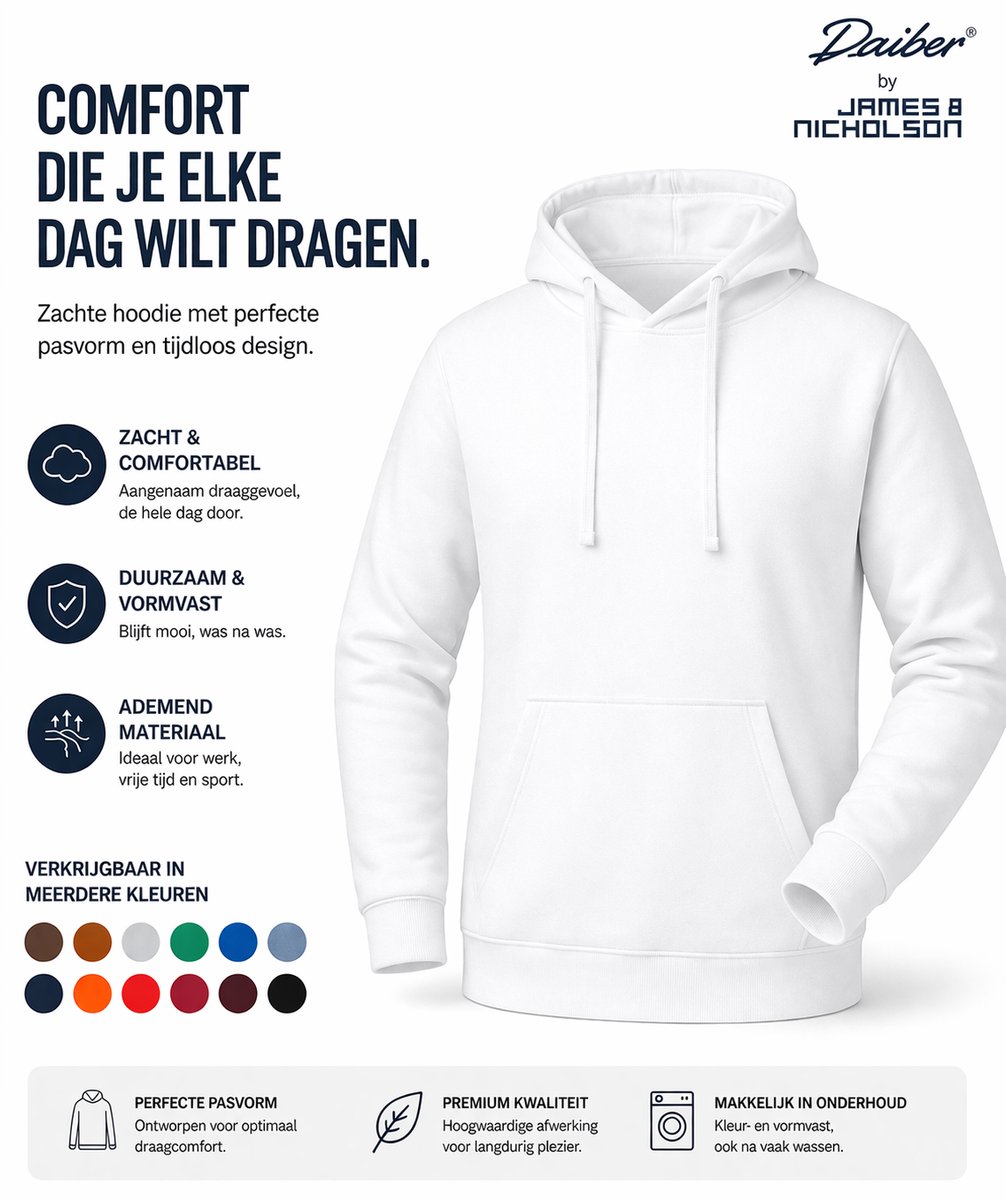 James And Nicholson Heren Basis Hoodie (Wit)