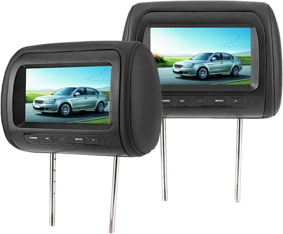 Hoofdsteun Monitor - Auto Scherm - Reis Vermaak - Dubbelkanaals Infrarood - 7 Inch - Zwart — afbeelding 5