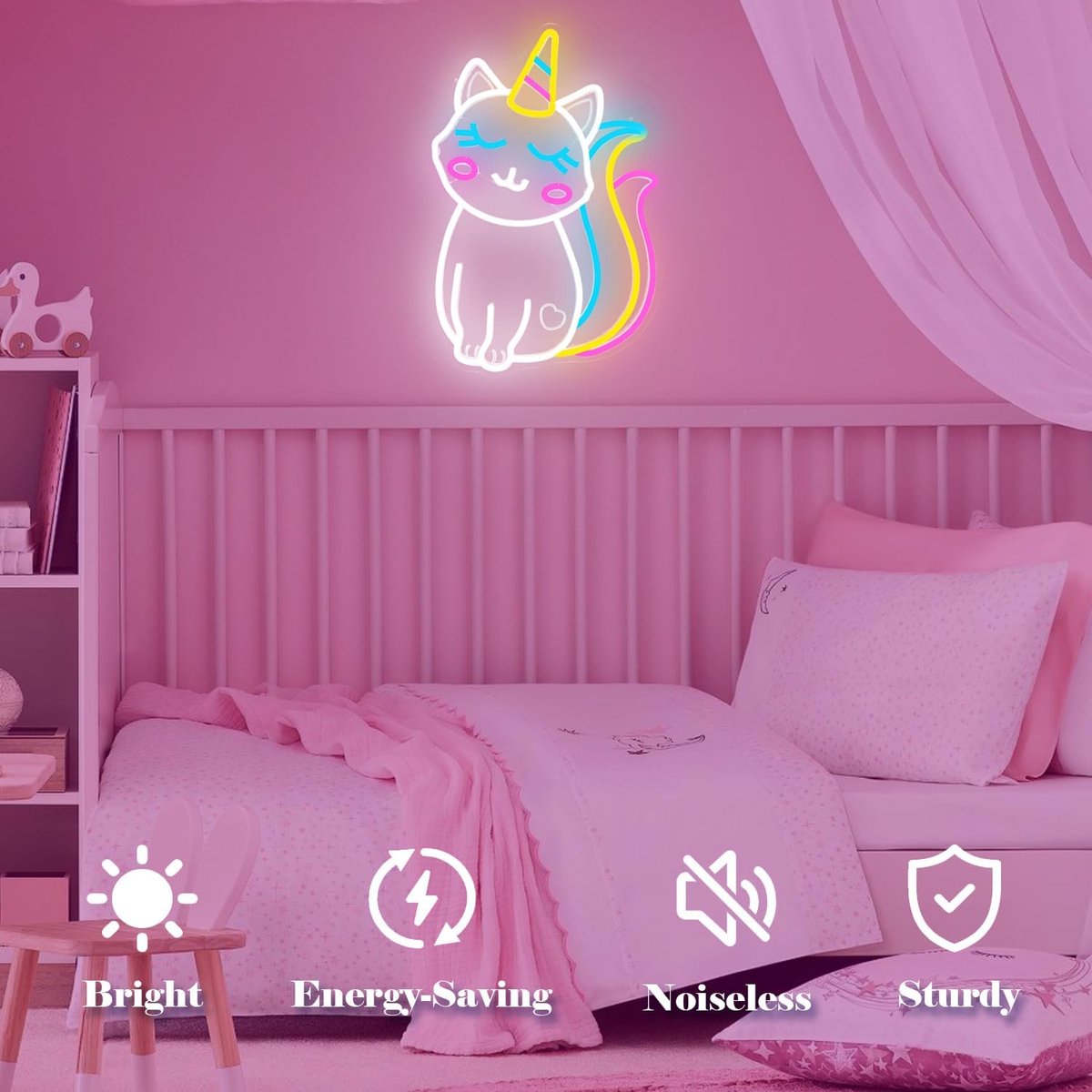 Kittycorn Neonbord - Kat Eenhoorn Licht - Kamer Decoratie - Instelbare Helderheid - Niet Gespecificeerd - EenhoornCat — cadeau in Wonen & Interieur - foto 2