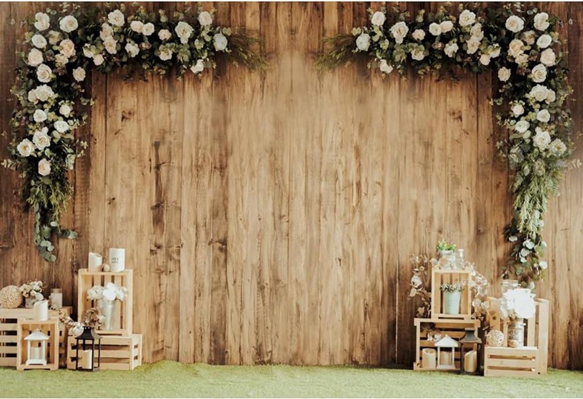 Bloemen Achtergrond - Fotostudio Doek - Feest Decoratie - Levendige Kleuren - 3x2.5m - Wit