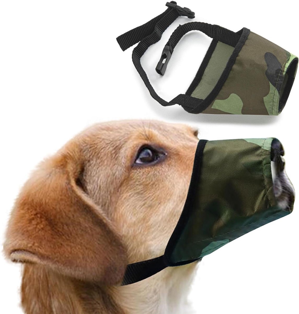 Honden Muilkorf - Hondenmasker Bijtpreventie - Voorkomen Bijten - Verstelbaar Ademend - Maat 3XL - Camouflage