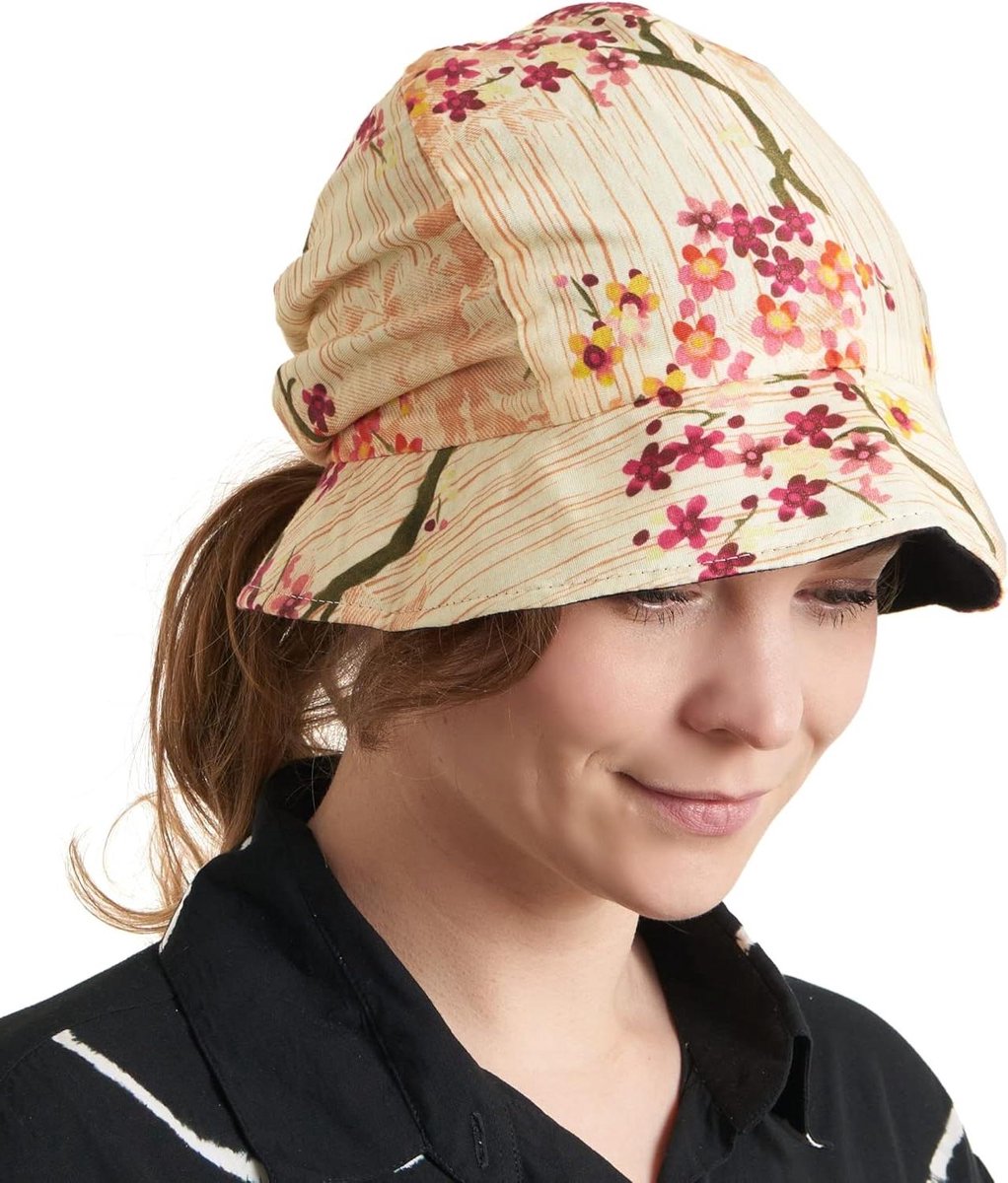 Dames Zonnehoed - Opvouwbare Hoed Bucket - Bescherming Tegen Zon - UPF 50 Bescherming - 56-58.5 cm - Bloemen Zwart