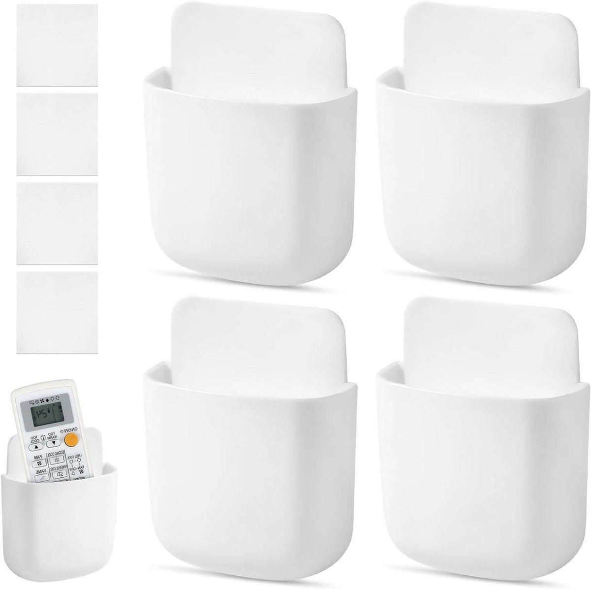 Afstandsbediening Houders - Wand Opbergers - Ruimte Ordenen - Zonder Boren - 4 Stuks - Wit