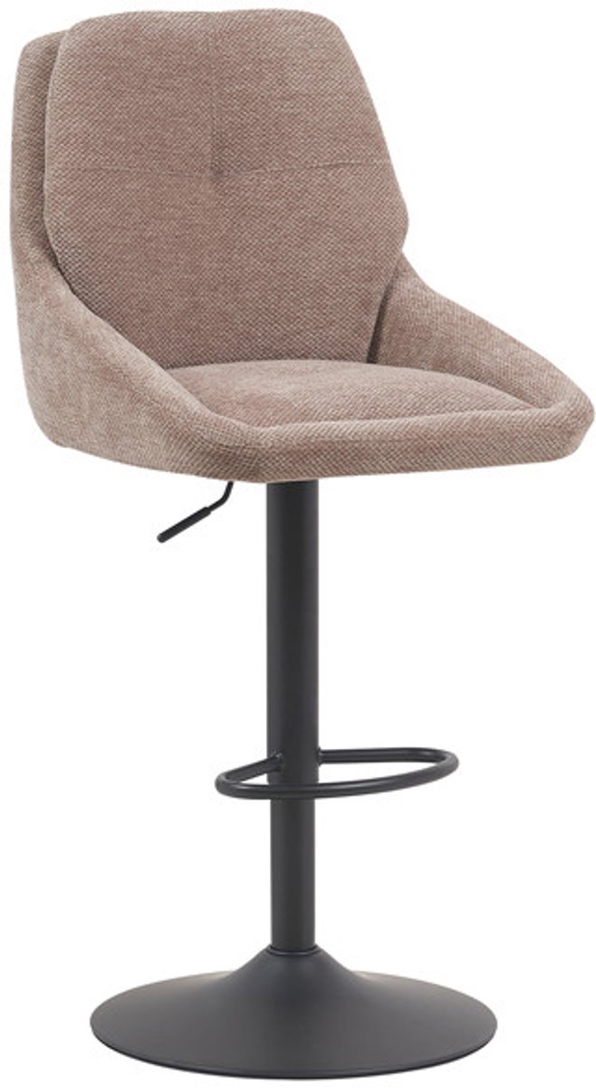 Barkruk Avaro Zand - Stof - Set van 2 - Geschikt voor kookeiland - Draaibaar - Met rugleuning - In hoogte verstelbaar - Zithoogte 85 - 64 cm - Zitdiepte 44 cm