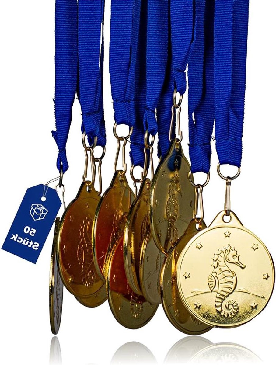 Zeepaardjesmedailles Set - Gouden Medailles - Wedstrijden Belonen - Zeepaardje Motief - 50 stuks - Goud