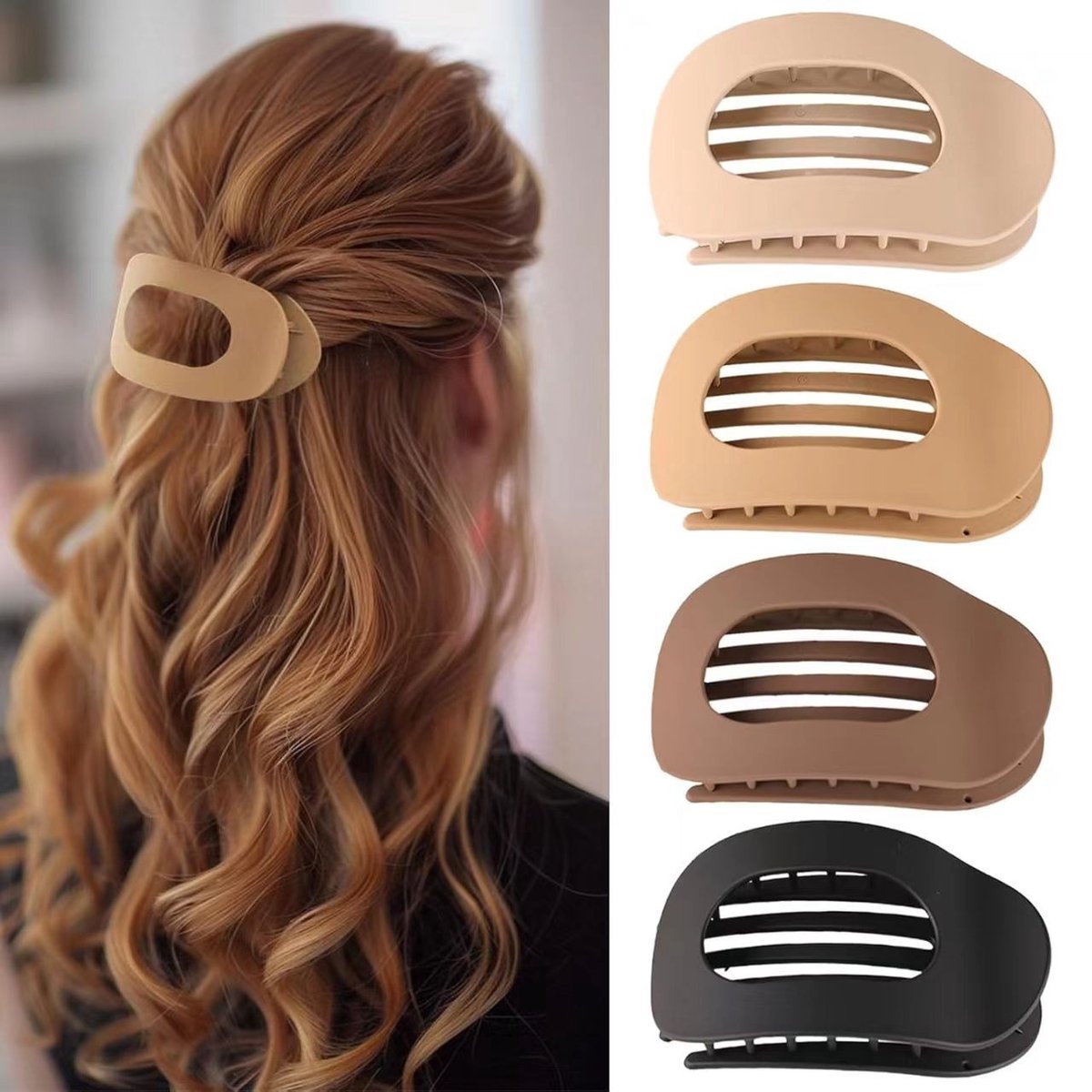 Platte Aarde Ronde Haarclip Set (Ovale Vierdelige)