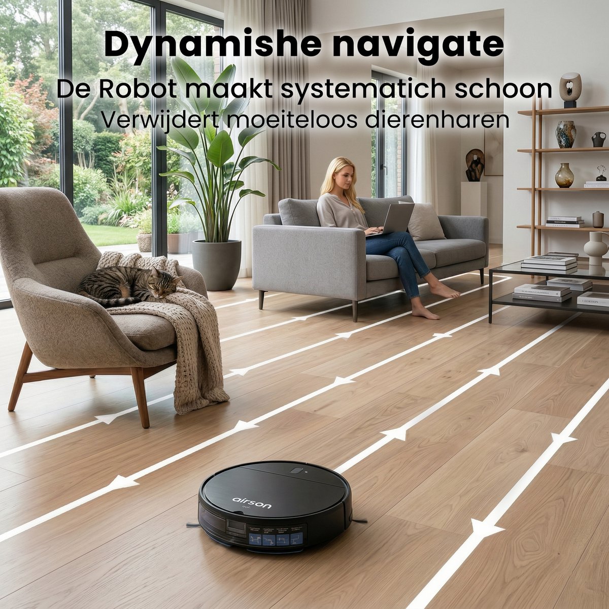 Robotstofzuiger met Dweilfunctie en Laadstation - Airson Pro Clean - Dweilrobot met App & Afstandsbediening - Geschikt voor Huisdieren en Tapijt — afbeelding 3