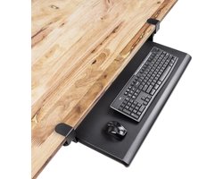 EHO Klem-on toetsenbordlade voor onder bureau, underdesk extender, tafelbevestiging, toetsenbordlade, verstelbare toetsenbordlade - groot formaat, 69,5 x 31,1 cm voor thuis en op kantoor