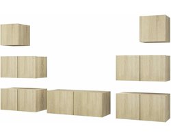 Gecheer Modern 7-Piece Furniture for TV Wall Mounted Chipboard Sonoma Oak 30.5/60/80 x 30 x 30 cm Modern Wall TV Cabinet Wall TV Cabinet Wall Cabinet