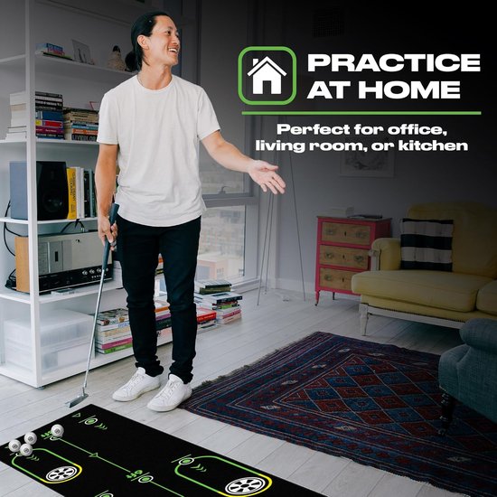 Back 2 Basics Golf - Play-Off Putting Mat - 10 ft - bootst echt putgroen na - boormachines en spellen - perfecte oefen- en trainingshulp voor binnen of buiten - Ontworpen door golfers voor golfers — afbeelding 2