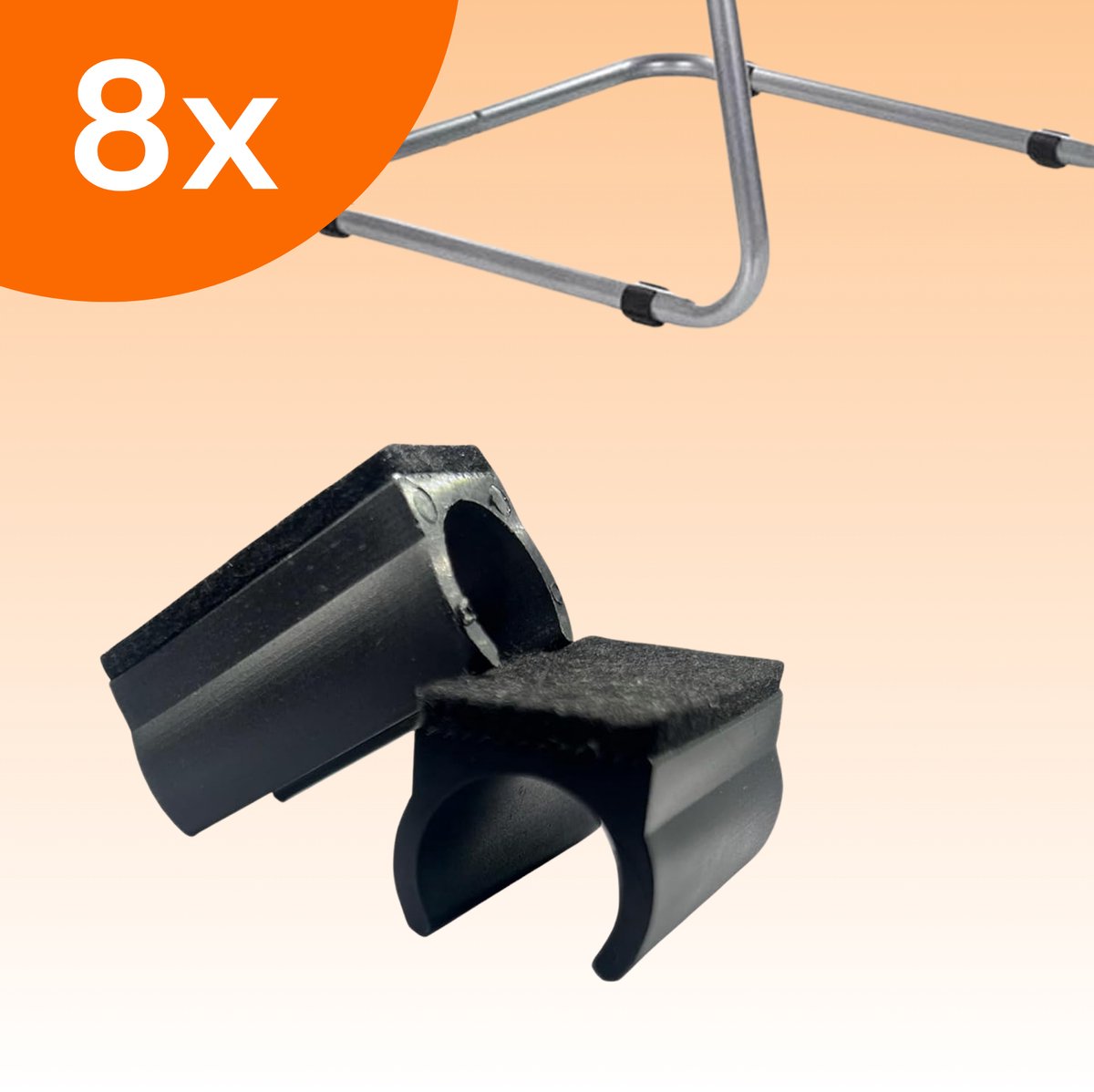 FLOOQ Stoelpootdoppen Buisframes 25mm - Anti-Kras Vilt - Stoelpoot beschermers - Vloerbescherming - 8 Stuks – Zwart – Rond