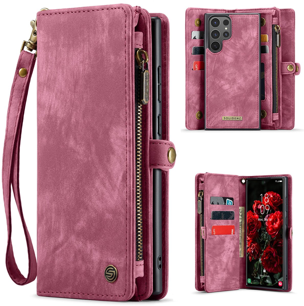 Solidenz Hoesje - Geschikt voor Samsung Galaxy S25 Ultra - Urban Wallet - Rood