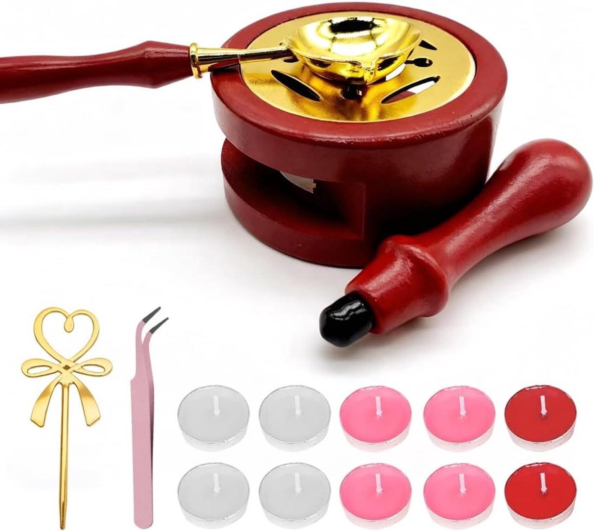 Waxverwarmer set - Zegelgereedschap mengnaald - Kaarten personaliseren - Duurzaam beukenhout legering - 10 x 05 cm - Niet gespecificeerd