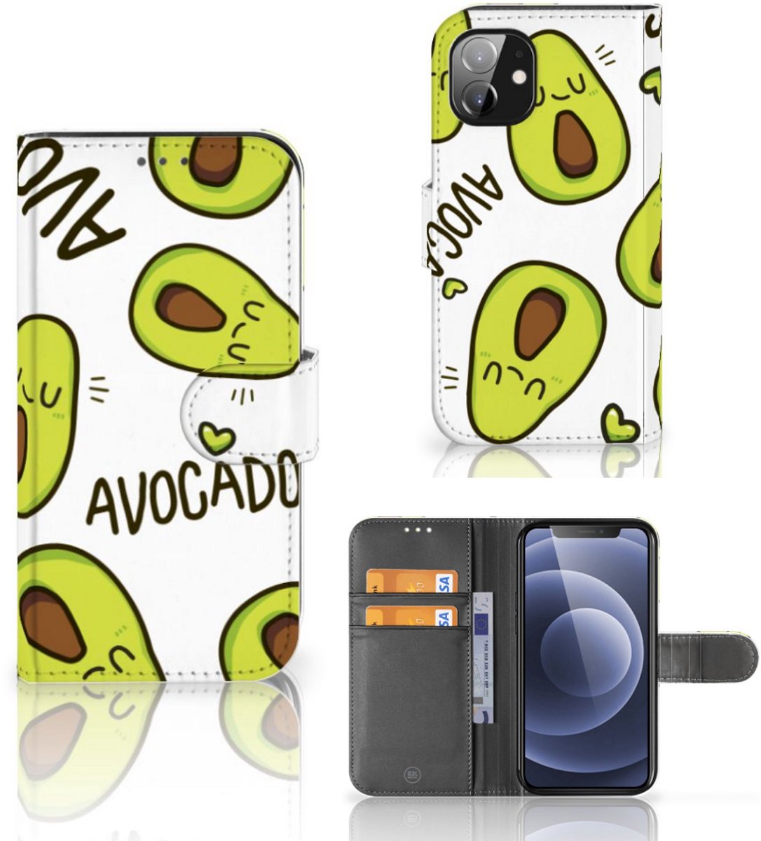 Boekhoesje voor Apple iPhone 12 Mini Leuk Hoesje Avocado Singing