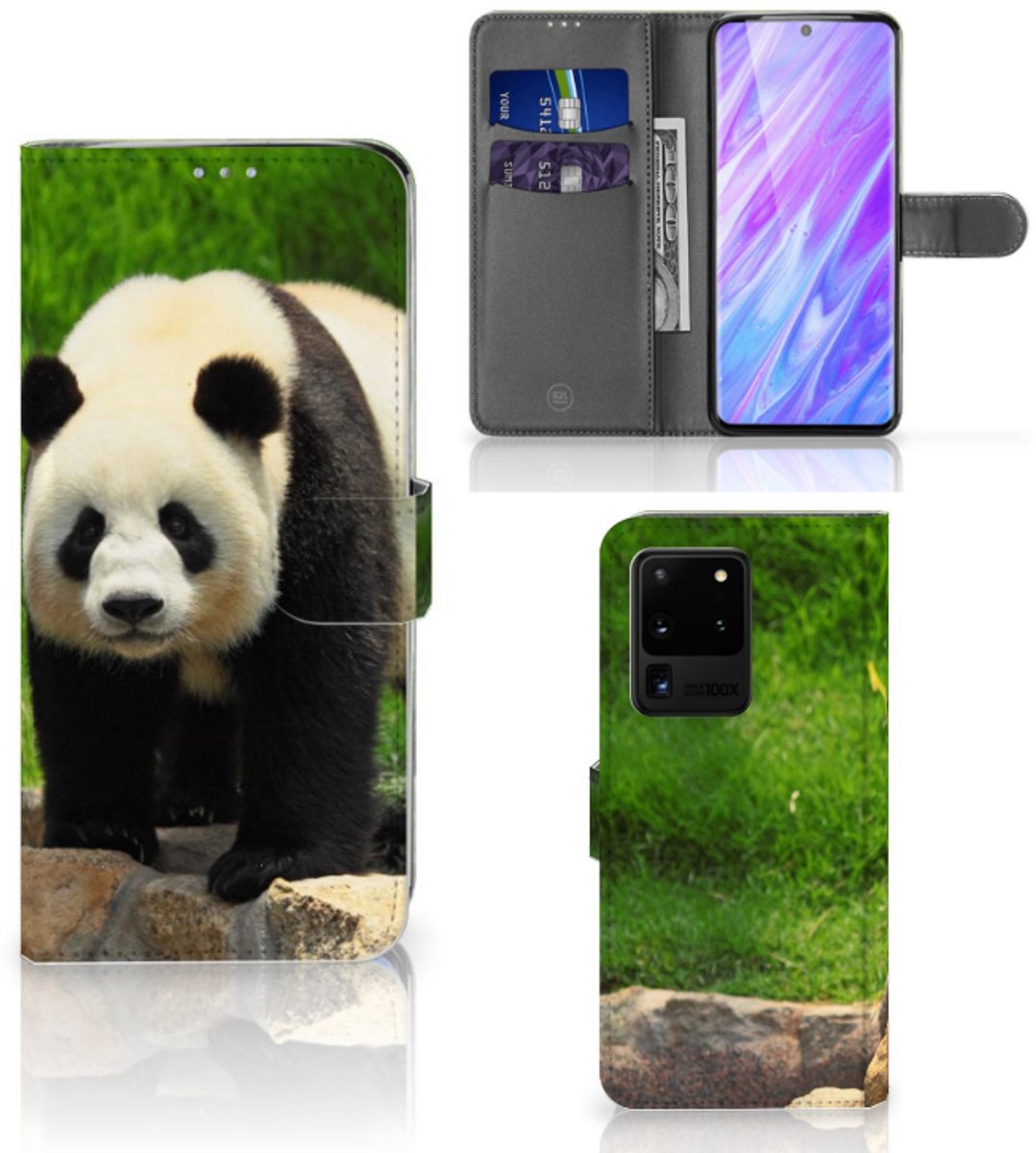 Samsung Galaxy S20 Ultra Telefoonhoesje met Pasjes Panda