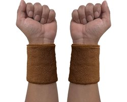 Couver Wrist Sweatband - Solid Cotton Terry Cloth Sport Wristband, 1 Pair, Taupe