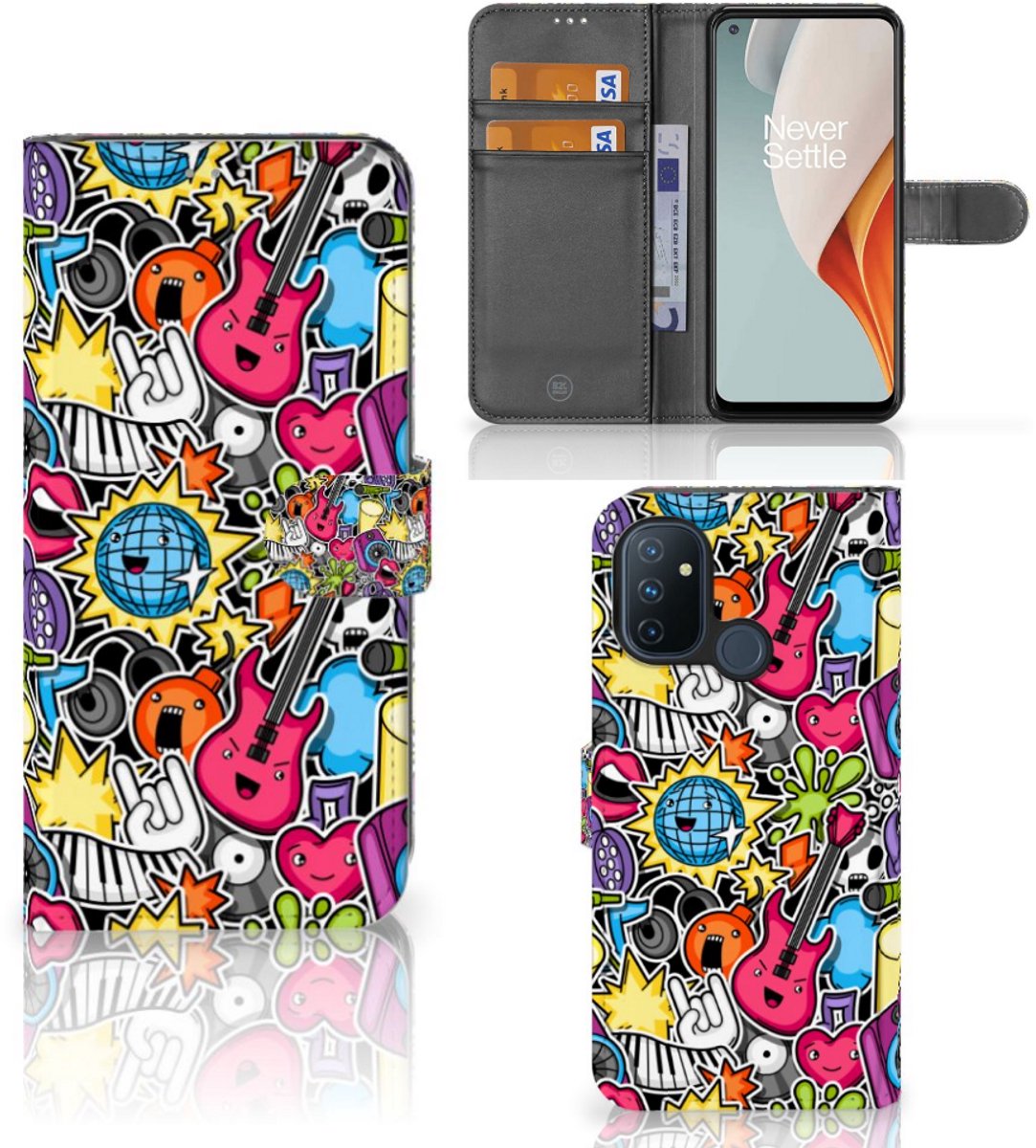 OnePlus Nord N100 Wallet Case met Pasjes Punk Rock