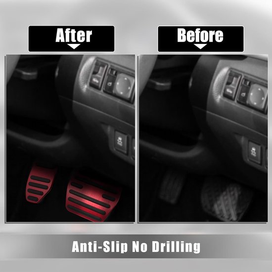 Auto 1 Set Antislip Geen Boren Aluminiumlegering Rem en Gas Accelerator Pedaal Covers Voetpedaal Pads Voor Nissan Kicks X-Trail Rogue Sport Qashqai Rood van Nissan — afbeelding 2