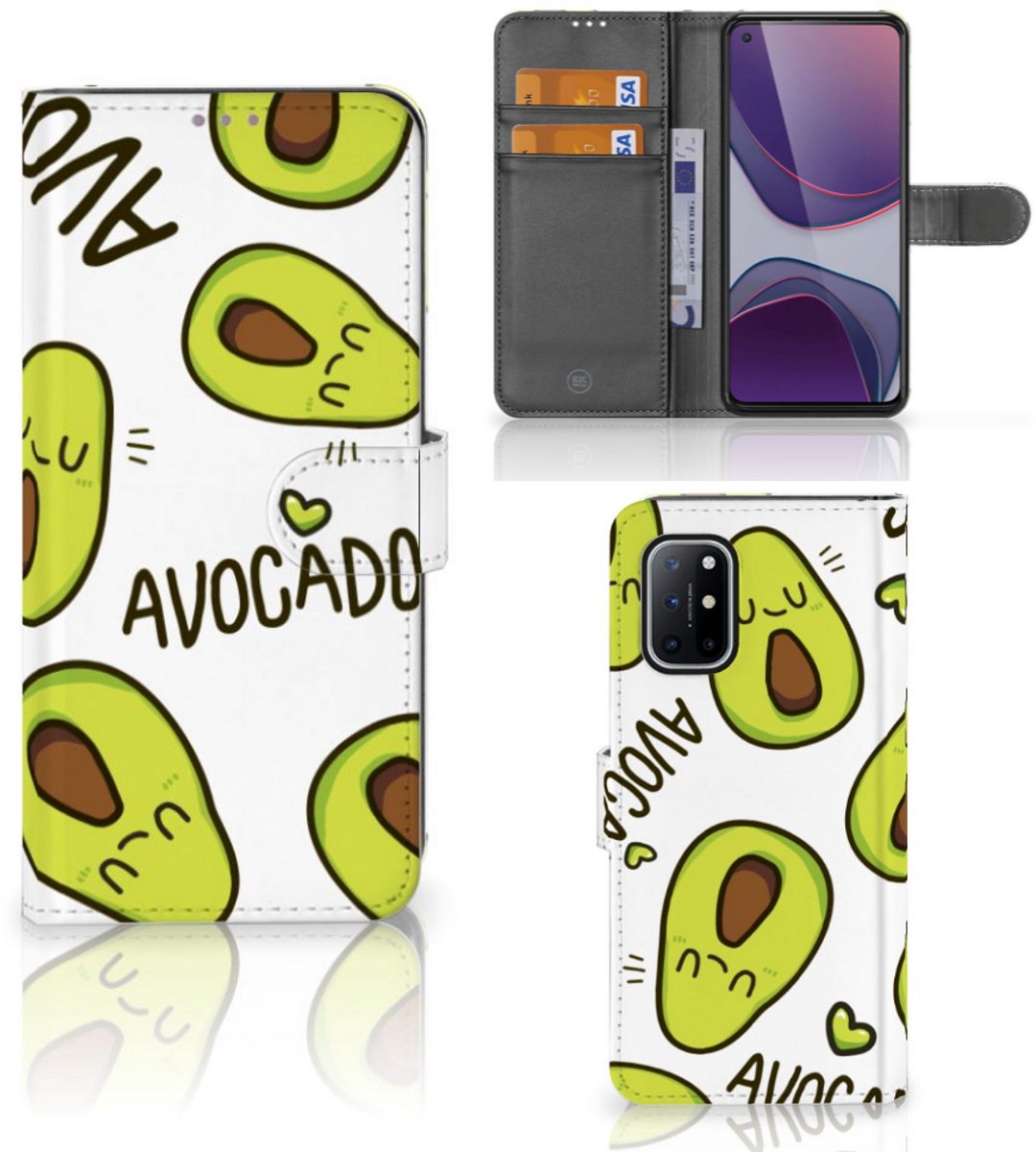 Book Case voor OnePlus 8T Leuk Hoesje Avocado Singing
