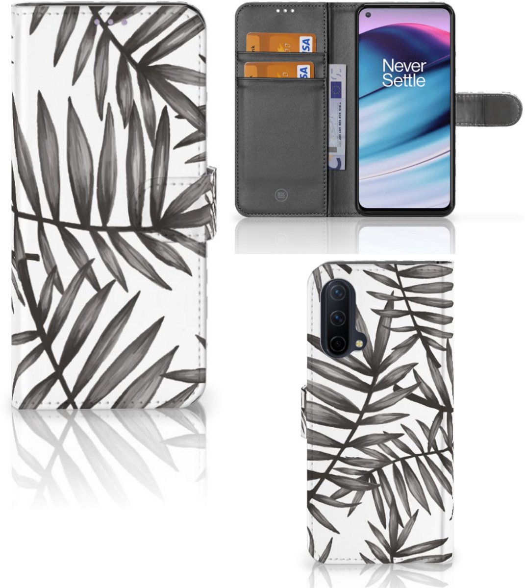 OnePlus Nord CE 5G Hoesje Leaves Grey