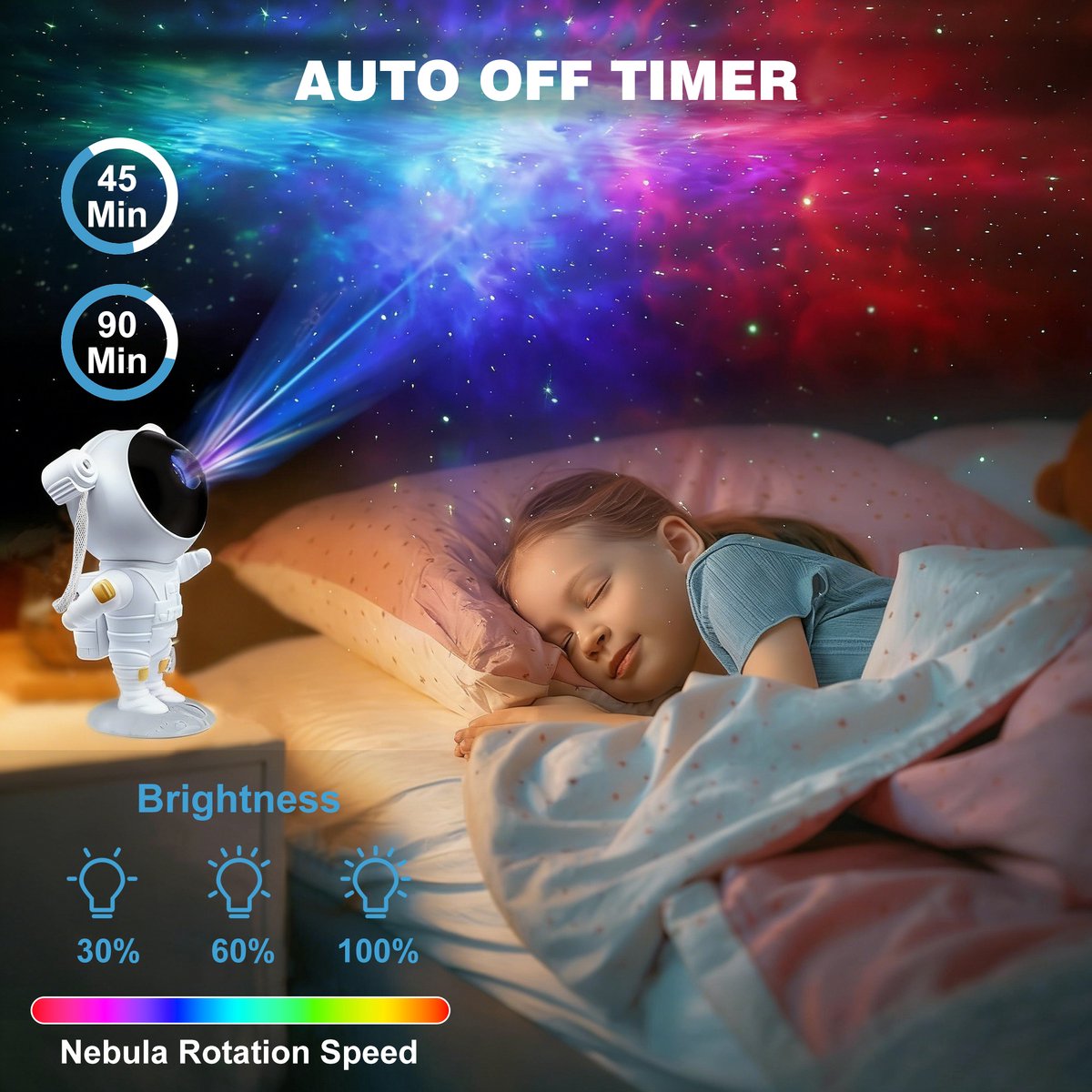 YONO Sterren Projector Astronaut - Sterrenhemel Projector - Galaxy - Heelal Nacht Lamp met Afstandsbediening – foto 3