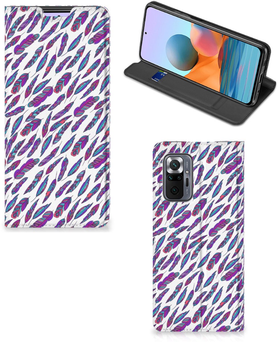 Xiaomi Redmi Note 10 Pro Hoesje met Magneet Feathers Color