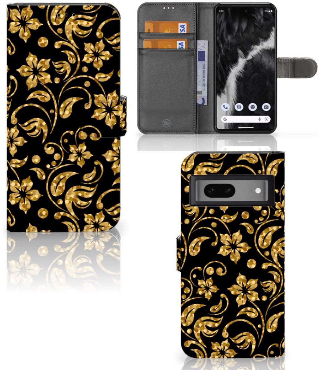 Google Pixel 7 Hoesje Gouden Bloemen