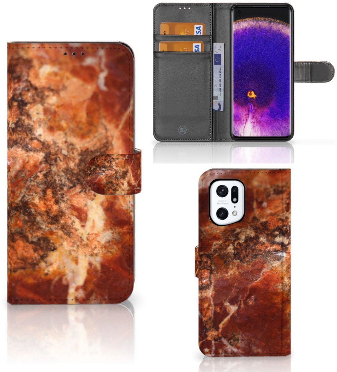 OPPO Find X5 Pro Bookcase Marmer Bruin