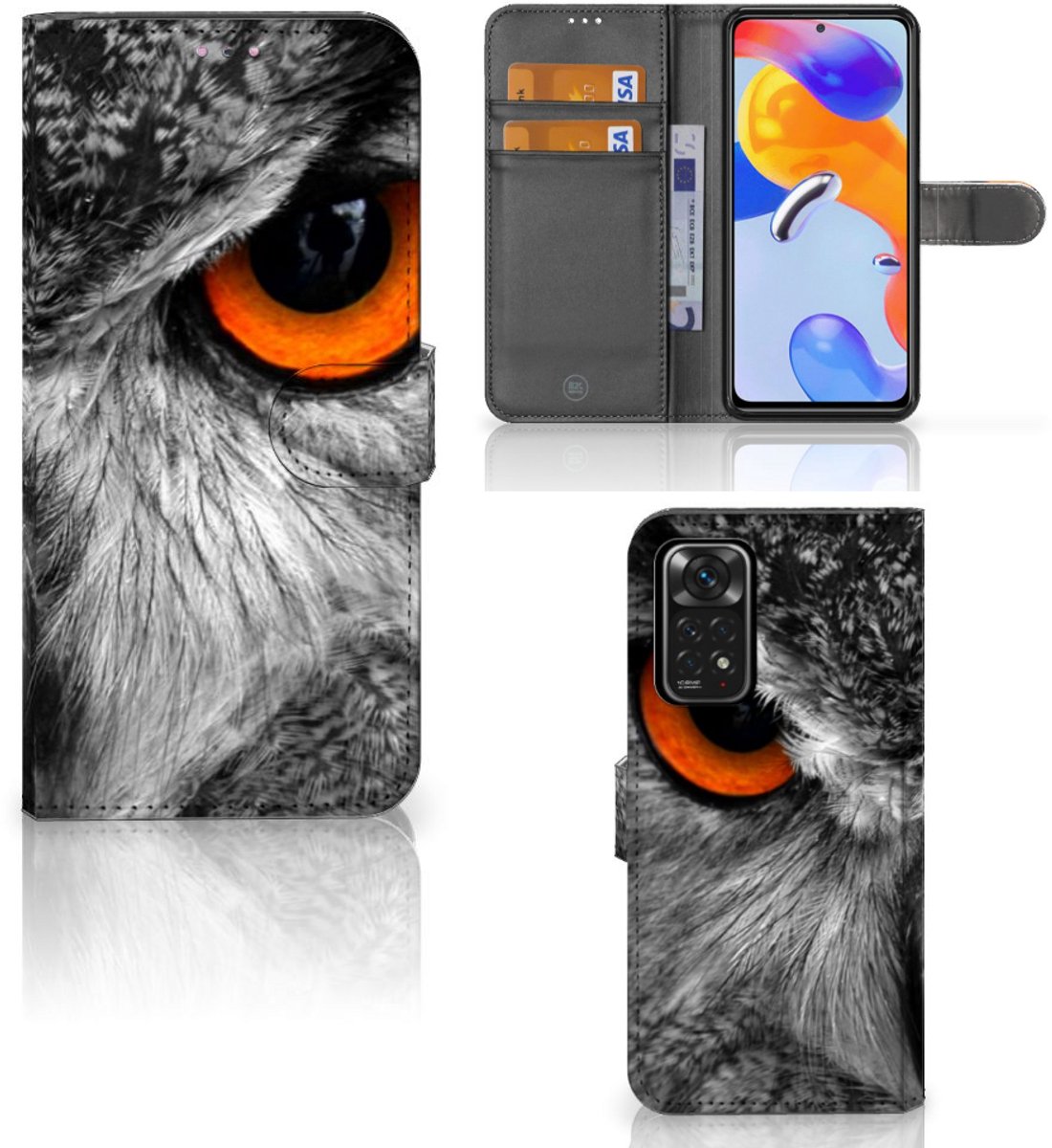 Xiaomi Redmi Note 11 Pro 5G/4G Telefoonhoesje met Pasjes Uil