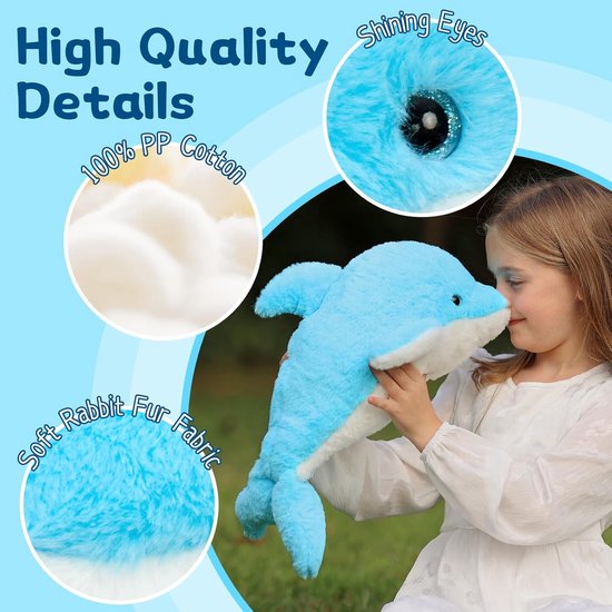Dolfijn Pluche Knuffel - Zee Dieren Knuffel - Interactief Spelen - Familie Set met Baby's - 52 cm - Blauw — afbeelding 5