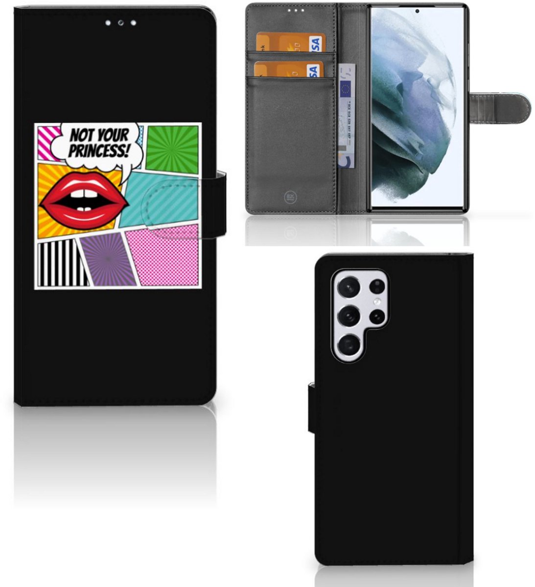 Samsung Galaxy S22 Ultra Wallet Case met Pasjes Popart Princess