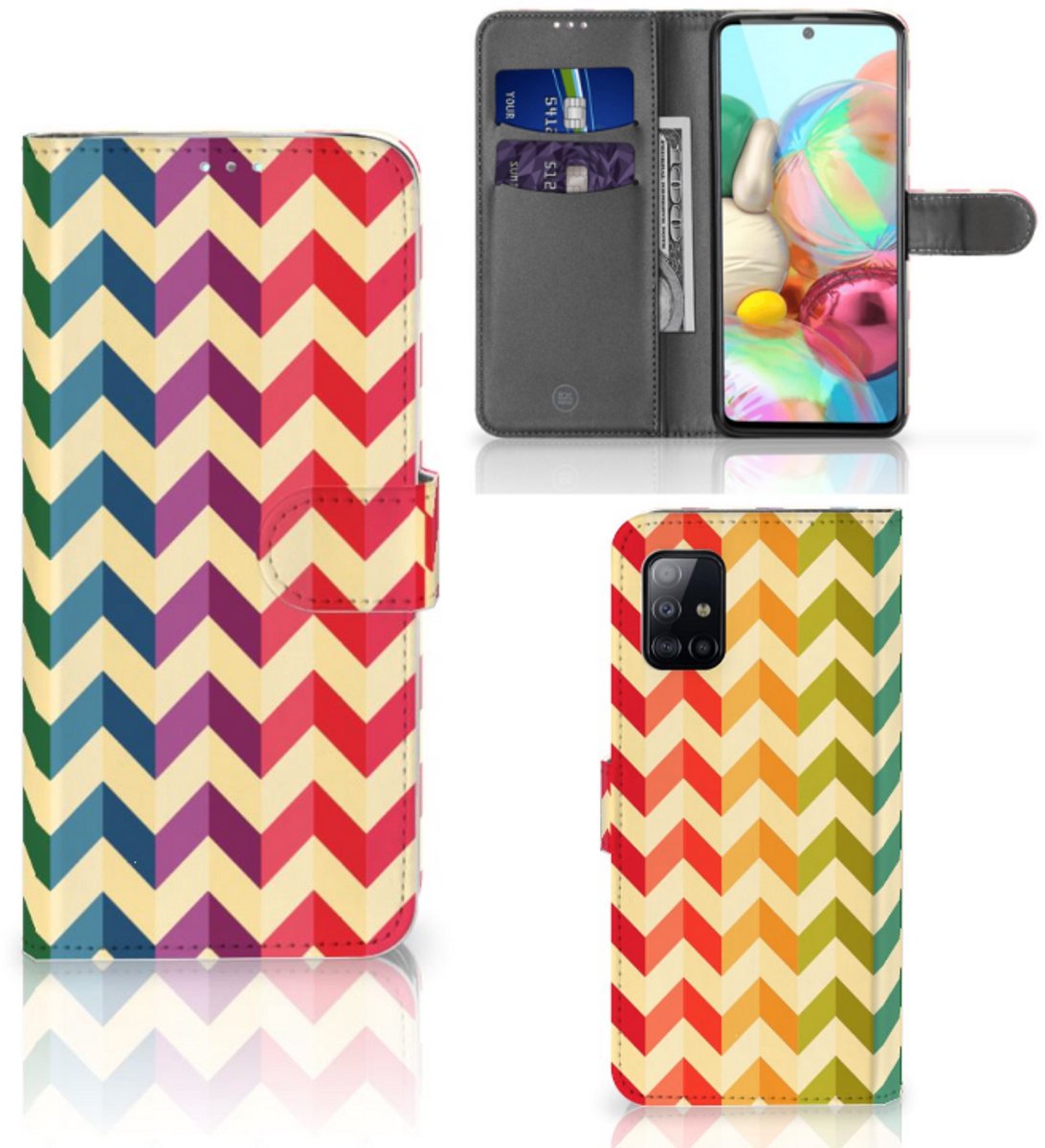 Samsung Galaxy A71 Telefoon Hoesje Zigzag Multi Color