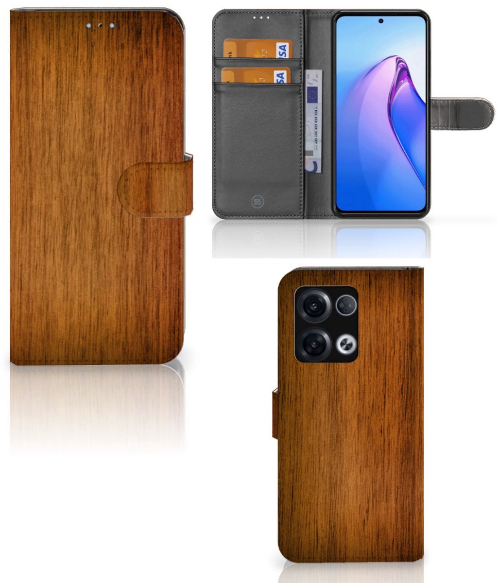 OPPO Reno8 Pro Book Style Case Donker Hout