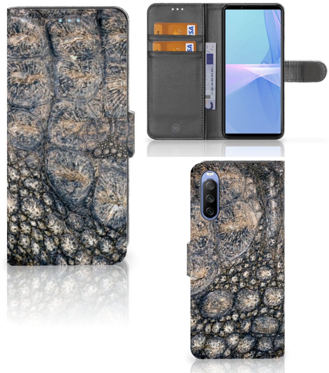 Sony Xperia 10 III Telefoonhoesje met Pasjes Krokodillenprint