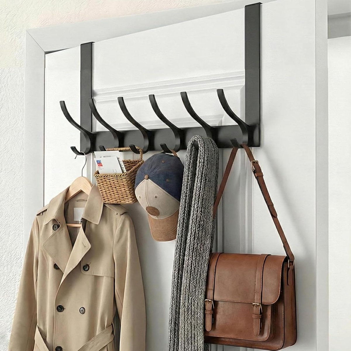 Stevig deurhaken, deurhanger, witte deurhaken voor het ophangen van handdoeken, kleding, t