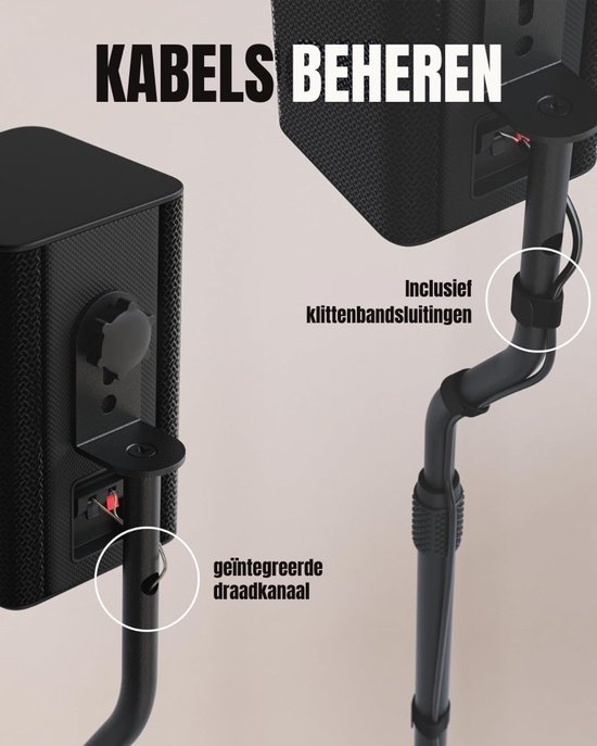 REN® Luidspreker Standaard - Standaard - Luidsprekerstandaard - Zwart - 97cm x 20cm x 97cm van ren — afbeelding 5