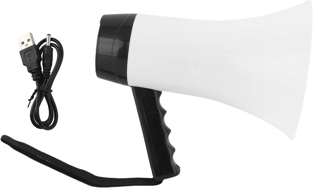 Draagbare Megafoon - Bullhorn Luidspreker - Stem Versterken - 30W Geluidsoutput - 200 mm Lengte - Zwart