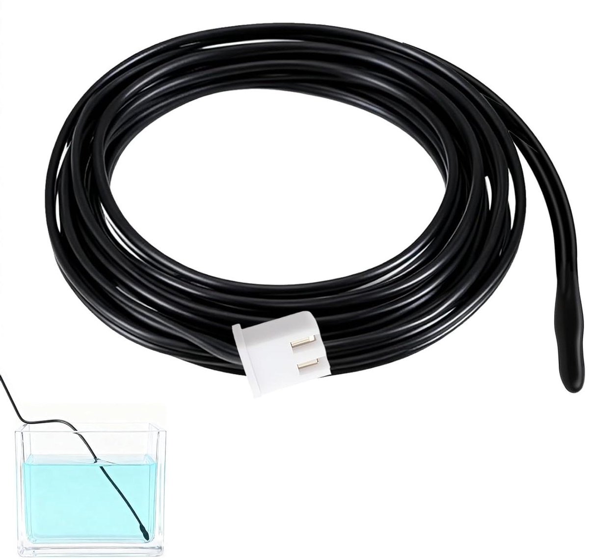Temperatuursensor NTC 10K - Temperatuurvoeler Kachel - Temperatuur Meten - Waterdichte Epoxykop - 1 m kabel - Zilver