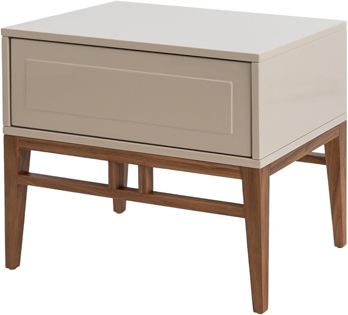 Nachtkastje MDF - Bijzettafel Slaapkamer - Opbergen Slaapkamer - Glanzend Gelakt MDF - 60 x 40 x 50 cm - Notenhout