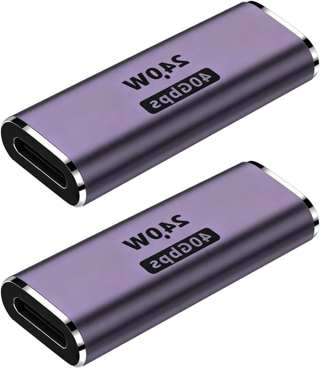 USB 4 Adapter - Koppeling Adapter - Snelle Data Overdracht - 240W Opladen - 2 Stuks - Zilver
