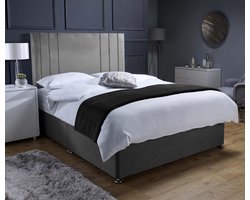 Divan Bed Set - Boxspring Set - Slaapcomfort Verbeteren - Traagschuim Verenmatras - 190 x 135 cm - Grijs