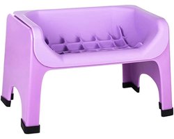 Fluff Trough Binge Blocker – Raised Feeding Station for Dogs and Cats – Approved by Veterinarians, BPA Free and Non-Toxic – with Dishwasher Safe Silicone Insert for Slow Feeding, Purple