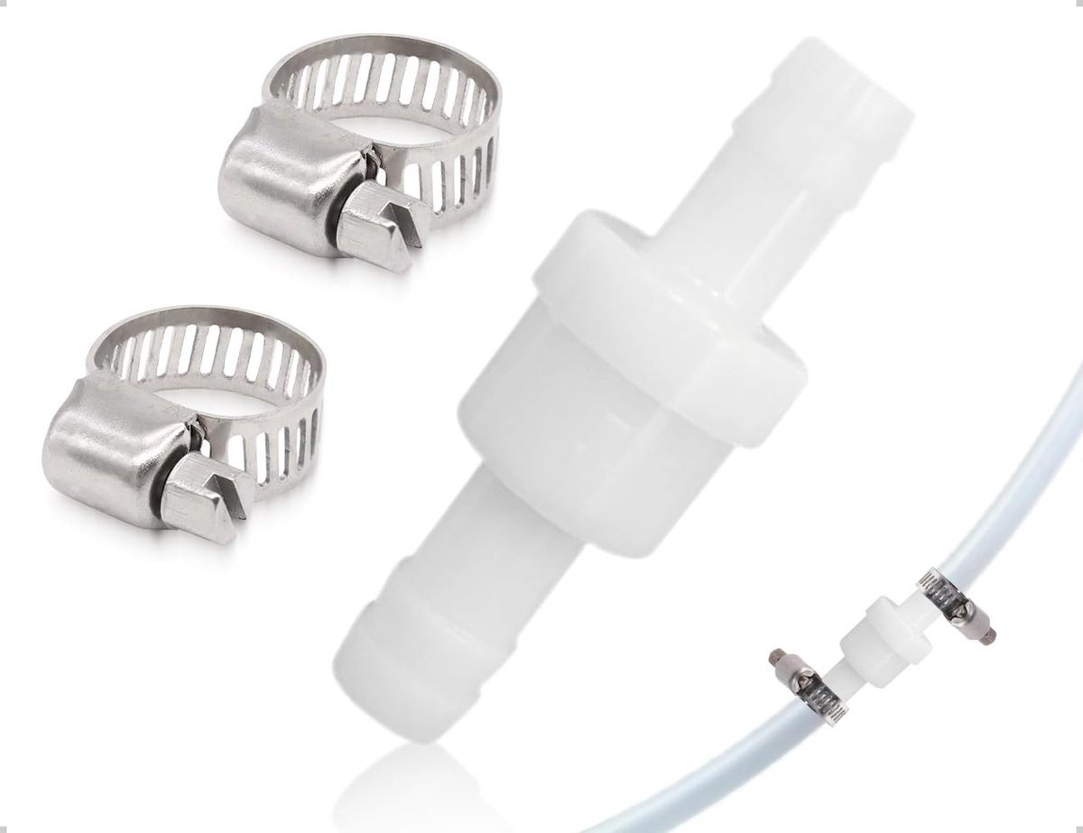Cosensi - Controleklep - Plastic - Eenvoudige installatie - 10 mm - Terugslagklep voor water - Geschikt voor diverse vloeistoffen - Wit