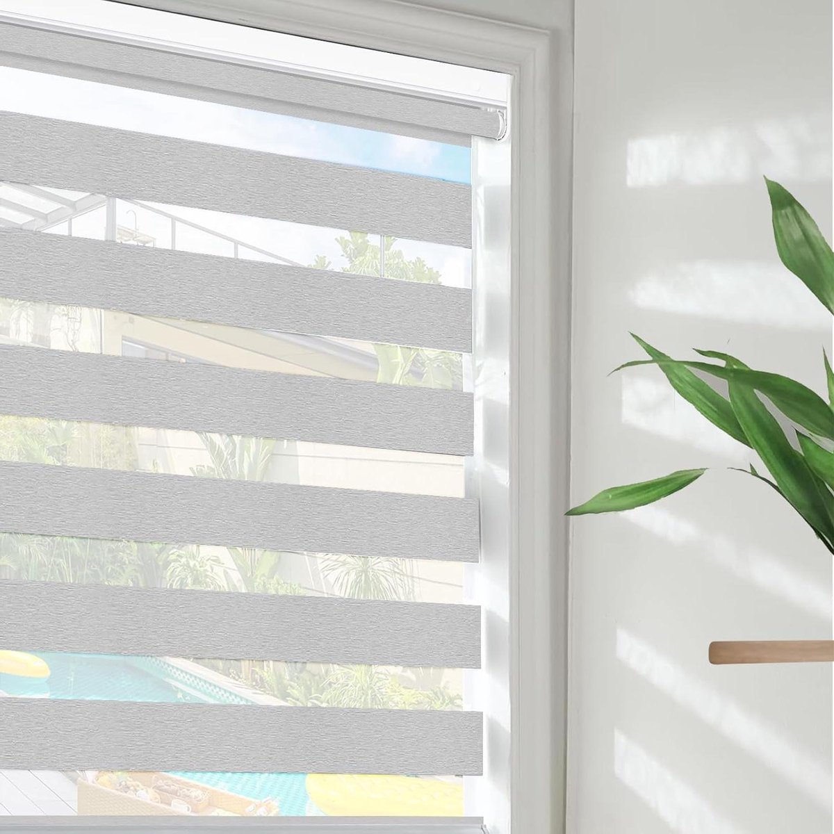 Zebra Jaloezieën - Rolgordijnen Dubbele Laag - Raamdecoratie Lichtfiltering - Draadloos Zo