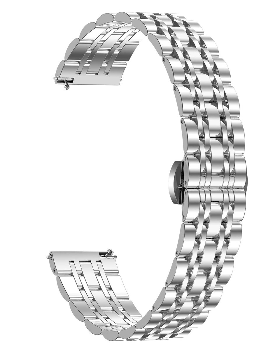 Cosensi - Horlogeband - Quick Release - Comfortabel dragen - 18 mm - Stijlvol en waterbestendig - Geschikt voor dames en heren - Zilver