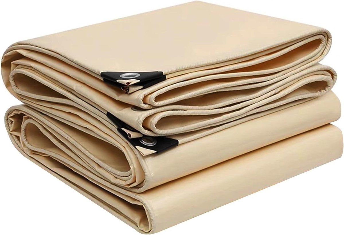 PVC Zeildoek - Waterdicht Grondzeil - Buiten Beschermen - Versterkte Ogen - 1.2x1.2m - Beige