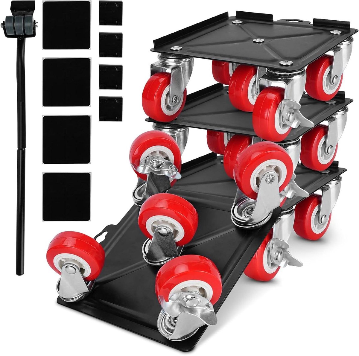 Meubellifter met Wielen - Meubelroller Dollyset - Meubels Verplaatsen - Vijf Zwenkwielen - 3000 kg - Grijs